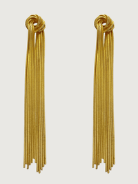 Front View of Clara Tassel Earrings in 18K Gold Plating Jewelry for Pierced Ears Plated Copper 18k 925 Sterling Silver Metal One Size 15.5gms