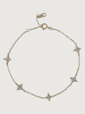 Front View of Irene Star Charm Bracelet in 925 Sterling Silver Adjustable Length Metal 7.5 inches 1.3gms