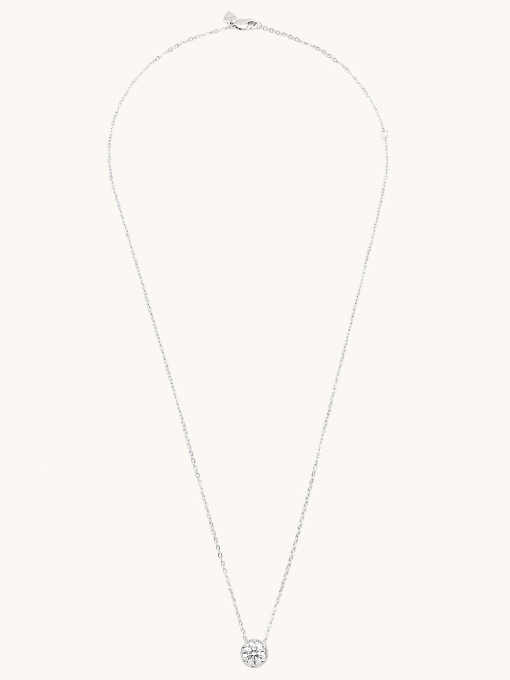 Rear View of Ava Solitaire Pendant Necklace Adjustable Length 925 Sterling Silver 18 inches 2.7gms