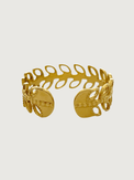 Rear View of Ambrose Open Ring in 18k Gold-Plated Metal Open-Adjustable-Resizable Gold Plated Steel | Hypoallergenic Tarnish Resistant Sweat Water Eco - Friendly One Size 1.4gms