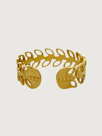 Rear View of Ambrose Open Ring in 18k Gold-Plated Metal Open-Adjustable-Resizable Gold Plated Steel | Hypoallergenic Tarnish Resistant Sweat Water Eco - Friendly One Size 1.4gms