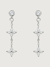 Front View of Irene Star Charm Dangle Earrings in 925 Sterling Silver Jewelry for Pierced Ears 1.2gms