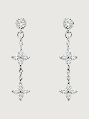Front View of Irene Star Charm Dangle Earrings in 925 Sterling Silver Jewelry for Pierced Ears 1.2gms
