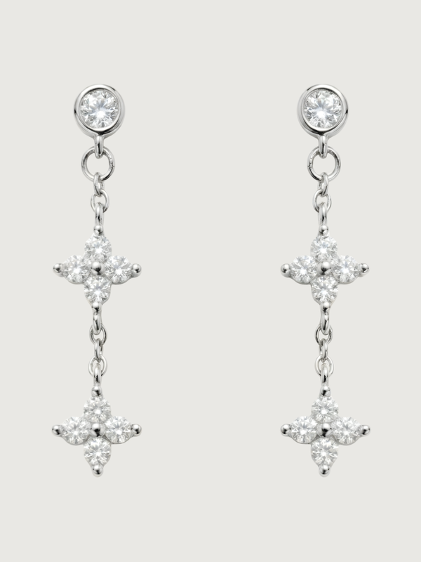 Front View of Irene Star Charm Dangle Earrings in 925 Sterling Silver Jewelry for Pierced Ears 1.2gms