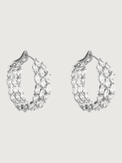 Front View of Ziva Hoop Earrings Jewelry for Pierced Ears Rhodium Plated Brass Metal 3 cm 14.4gms