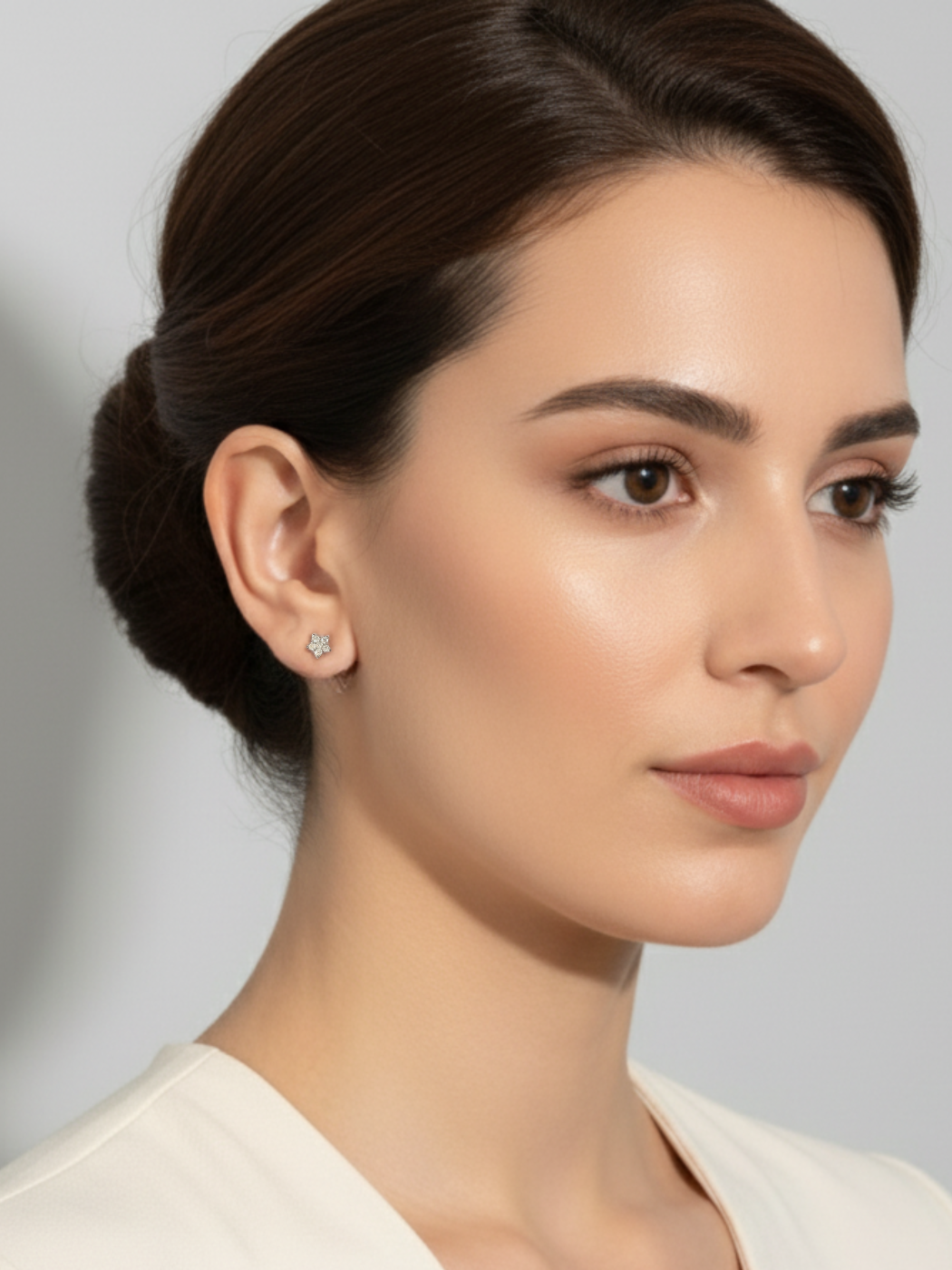 Alternate View of Model Wearing Jia Ear Jacket Earrings in 925 Sterling Silver Jewelry for Pierced Ears Metal 2 cm 2.2gms