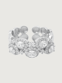 Front View of Orina Open Ring In Rhodium Plated Metal