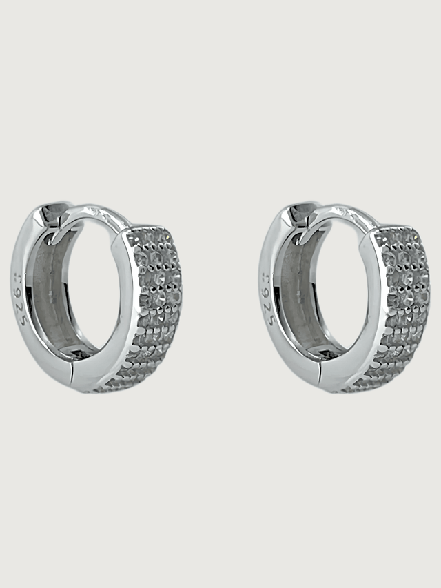 Front View of Lia Huggie Hoop - Silver Finish Jewelry for Pierced Ears 925 Sterling Metal One Size 2.7gms