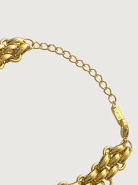 Rear View of Clara Chunky Bracelet in 18k Gold Plated Metal Adjustable Length Steel | Hypoallergenic Tarnish Resistant Sweat Water Eco - Friendly 17 cm 25.5gms