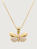 Front View of Aara Butterfly Pendant Necklace Adjustable Length 18k Gold Plated 925 Sterling Silver One Size 2.7gms