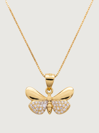 Front View of Aara Butterfly Pendant Necklace Adjustable Length 18k Gold Plated 925 Sterling Silver One Size 2.7gms