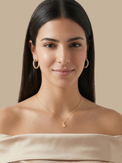 Alternate View of Model Wearing Nora Hoop Earrings Jewelry for Pierced Ears 18k Gold Plated 925 Sterling Silver 2.5 cm 5.9gms