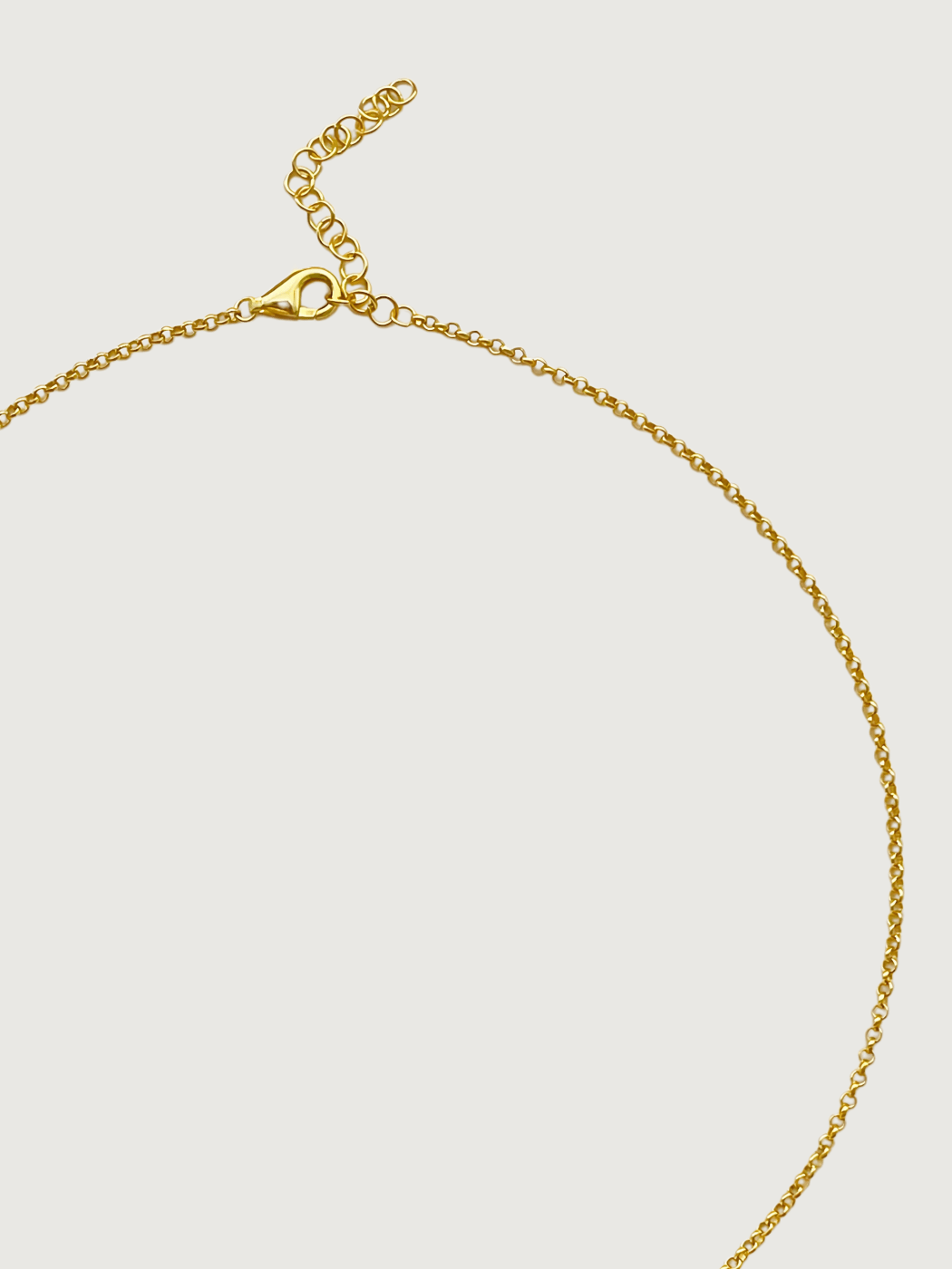 Rear View of Little Princess Hearts and Flower Charm Necklace in 18k Gold Plated Silver Adjustable Length 925 Sterling Metal 14 inches 7.2gms