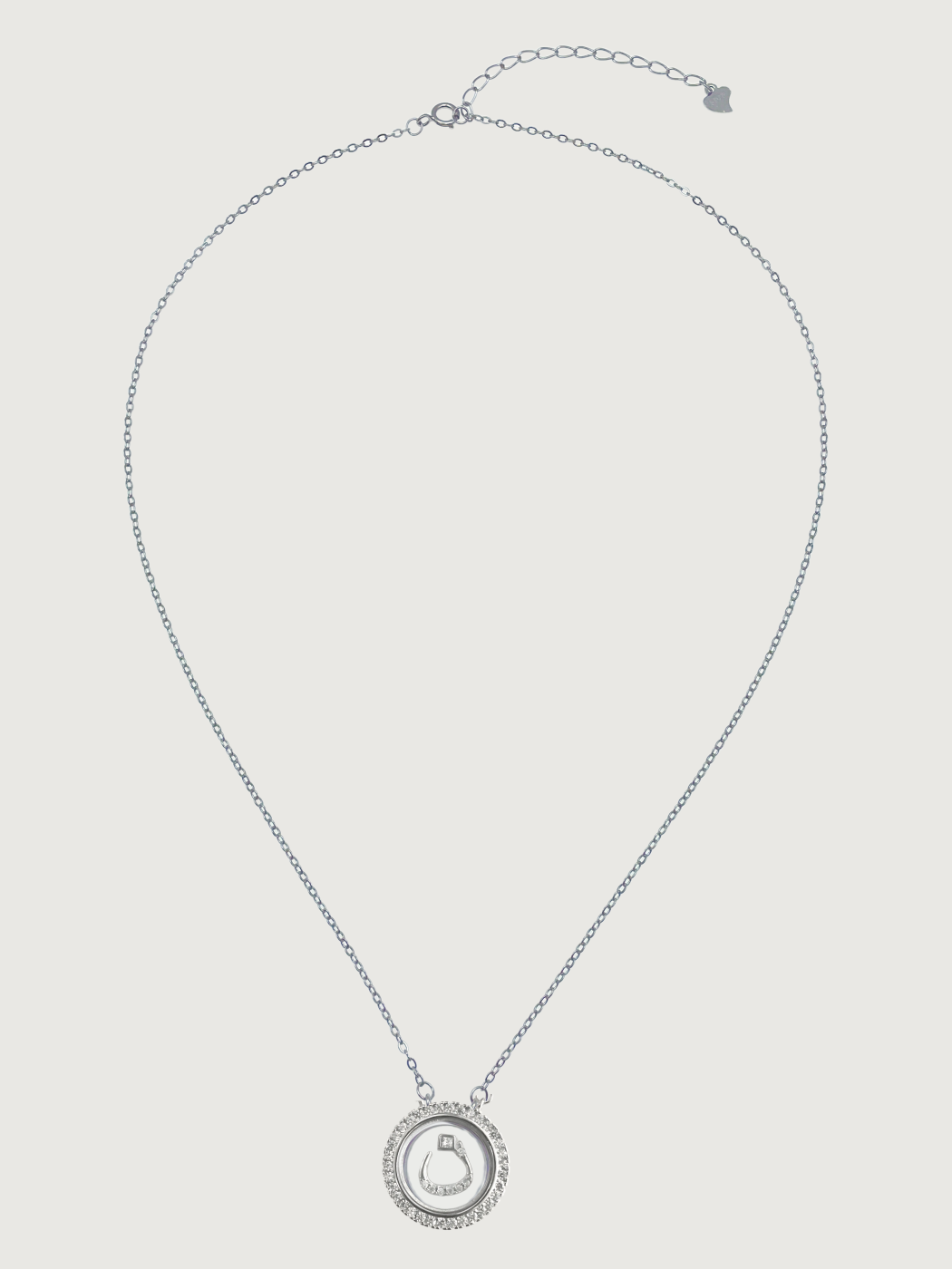 Rear View of Arabic Letter "N" in 925 Sterling Silver Adjustable Length 16 inches 4gms