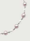 Closeup of Belle Blush Pearl Bracelet Adjustable Length 925 Sterling Silver Rhodium Plated Brass 6 inches 11.1gms