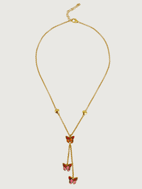 Rear View of Little Princess Butterfly Lariat Necklace in 18k Gold Plated Sterling Silver Adjustable Length 925 Metal One Size 6.6gms