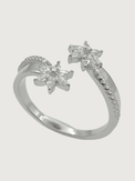 Closeup of Aya Bliss Open Adjustable Ring in 925 Sterling SIlver Comfort Fit Silver One Size 3.47gms