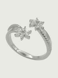 Closeup of Aya Bliss Open Adjustable Ring in 925 Sterling SIlver Comfort Fit Silver One Size 3.47gms