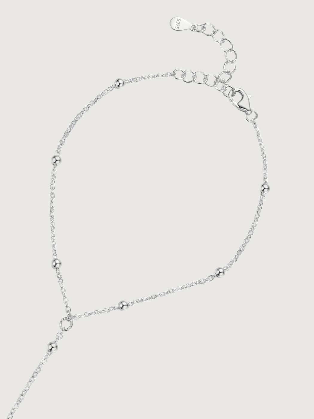 Rear View of Candice Hand Chain Bracelet in 925 Sterling Silver Adjustable Length One Size 1.7gms