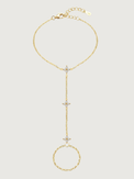 Front View of Irene Star Hand Chain Bracelet in 18k Gold Plated 925 Sterling Silver Comfort Fit One Size 1.5gms