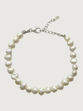 Front View of Ariel Keshi Pearl Bracelet in 925 Sterling Silver Adjustable Length Metal Stone One Size 8.3gms