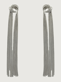 Front View of Clara Tassel Earrings Jewelry for Pierced Ears Rhodium Plated Copper Metal 925 Sterling Silver One Size 15.5gms