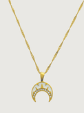 Front View of Mina Moonbeam Pendant Necklace in 18K Gold Plated Metal Adjustable Length 18k Steel | Hypoallergenic Tarnish Resistant Sweat Water Eco - Friendly One Size 4.3gms