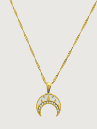 Front View of Mina Moonbeam Pendant Necklace in 18K Gold Plated Metal Adjustable Length 18k Steel | Hypoallergenic Tarnish Resistant Sweat Water Eco - Friendly One Size 4.3gms