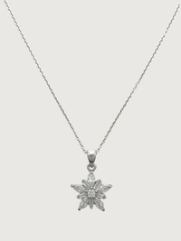 Front View of Belle Snowflake Necklace in Sterling Silver Fixed Length 925 Metal One Size 3.2gms