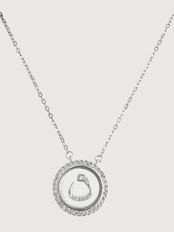 Front View of Arabic Letter "N" in 925 Sterling Silver Adjustable Length 16 inches 4gms