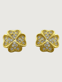 Front View of Cara Clover Stud Earrings in 18k Gold Plated Sterling Silver Jewelry for Pierced Ears 925 One Size 1.9gms