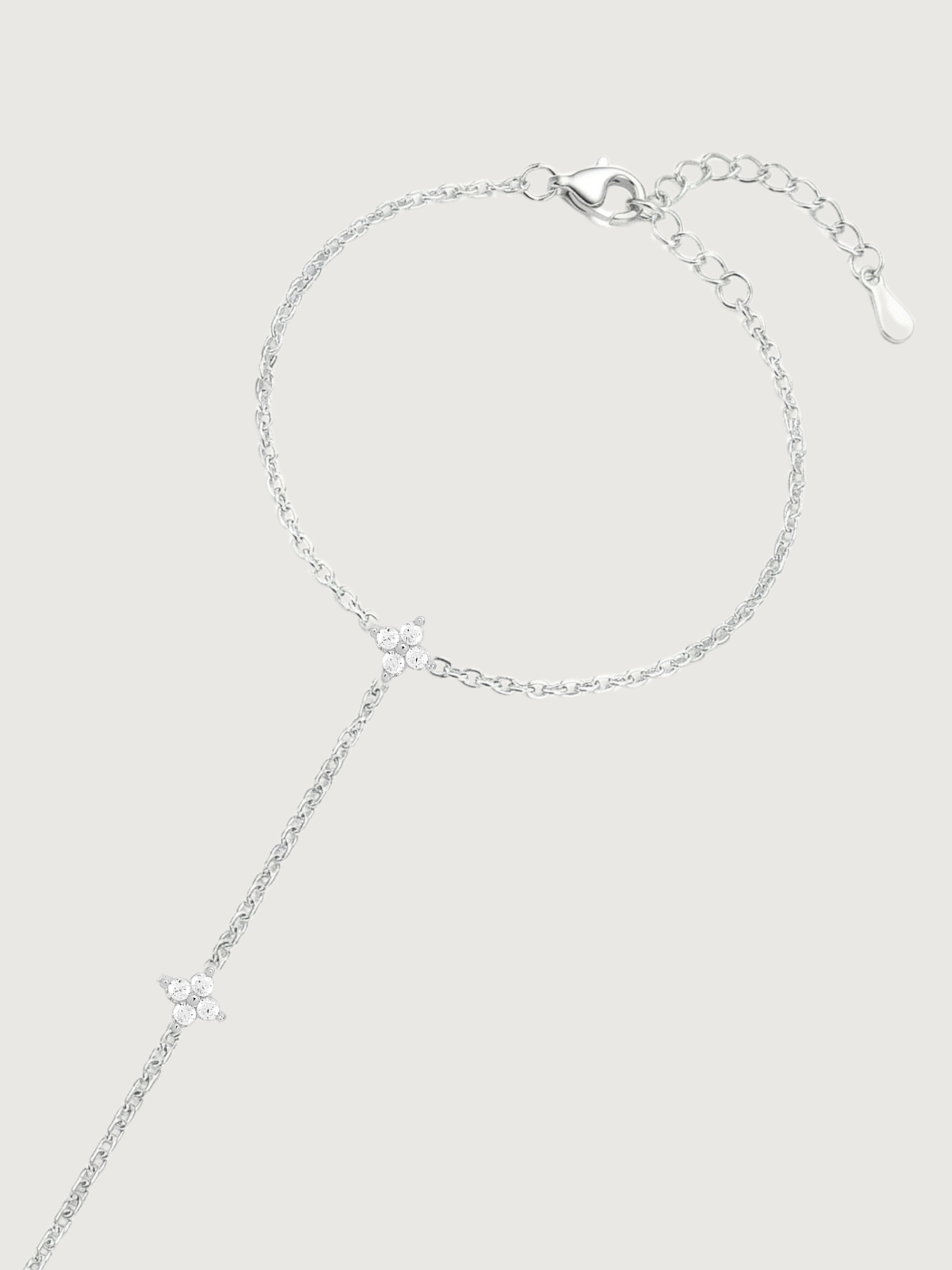Rear View of Irene Star Hand Chain Bracelet in 925 Sterling Silver Comfort Fit One Size 1.5gms