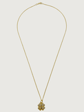 Rear View of Cara Clover Pendant Necklace in 18k Gold Plated Sterling Silver Fixed Length 925 Brass Metal Stone 16 inches 2.1gms