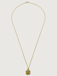 Rear View of Cara Clover Pendant Necklace in 18k Gold Plated Sterling Silver Fixed Length 925 Brass Metal Stone 16 inches 2.1gms