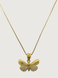 Front View of Aara Butterfly Necklace in 18K Gold Plated Sterling Silver Adjustable Length 18k 925 Metal One Size 2.7gms