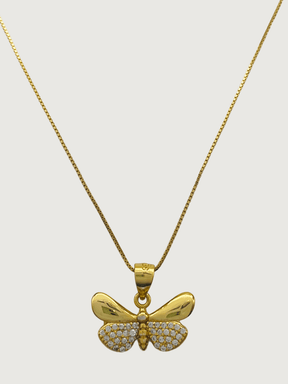 Front View of Aara Butterfly Necklace in 18K Gold Plated Sterling Silver Adjustable Length 18k 925 Metal One Size 2.7gms