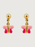 Front View of Little Princess Butterfly Earrings in 18k Gold Plated sterling silver Jewelry for Pierced Ears 925 Sterling Silver Metal One Size 1.6gms