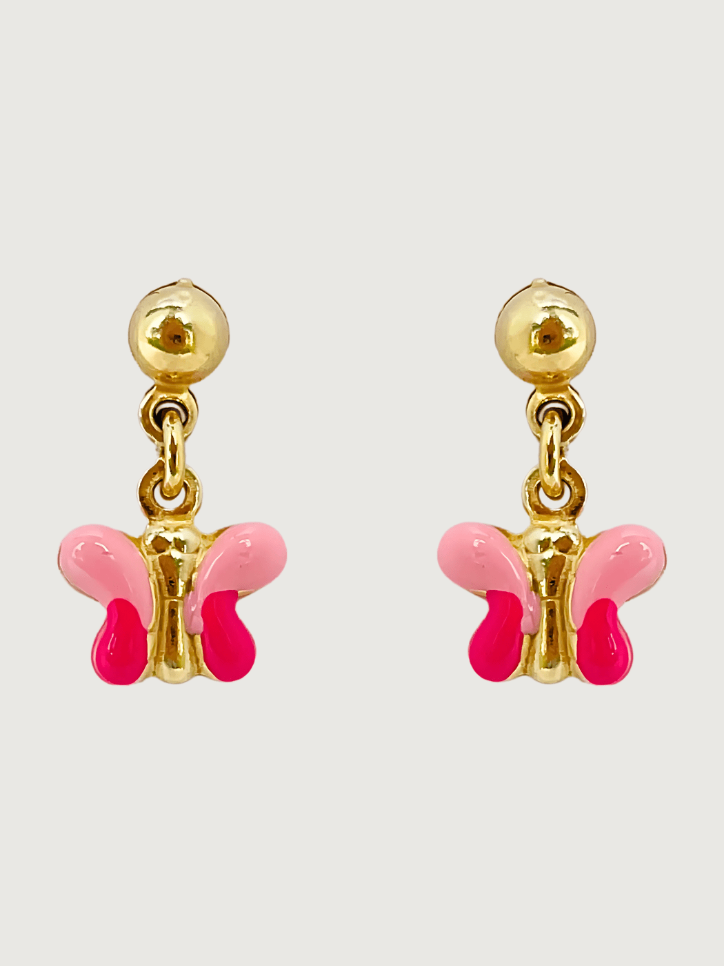 Front View of Little Princess Butterfly Earrings in 18k Gold Plated sterling silver Jewelry for Pierced Ears 925 Sterling Silver Metal One Size 1.6gms