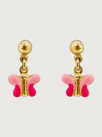 Front View of Little Princess Butterfly Earrings in 18k Gold Plated sterling silver Jewelry for Pierced Ears 925 Sterling Silver Metal One Size 1.6gms