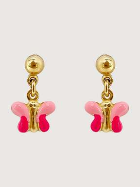 Front View of Little Princess Butterfly Earrings in 18k Gold Plated sterling silver Jewelry for Pierced Ears 925 Sterling Silver Metal One Size 1.6gms