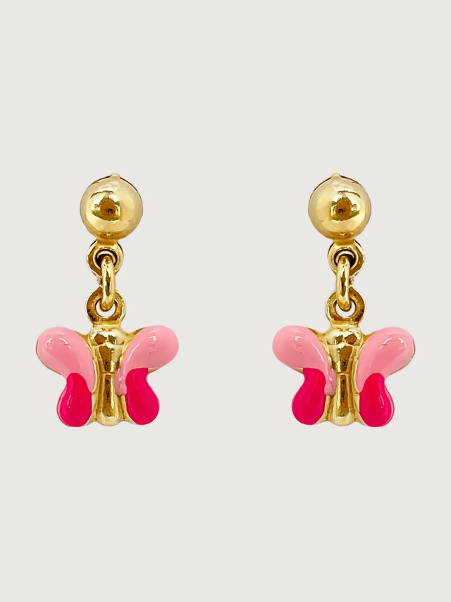 Front View of Little Princess Butterfly Earrings in 18k Gold Plated sterling silver Jewelry for Pierced Ears 925 Sterling Silver Metal One Size 1.6gms