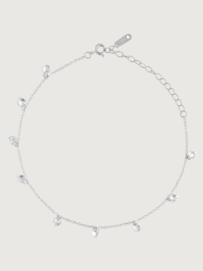 Front View of Lumi Anklet Adjustable Length 925 Sterling Silver 8 inches 1.5gms