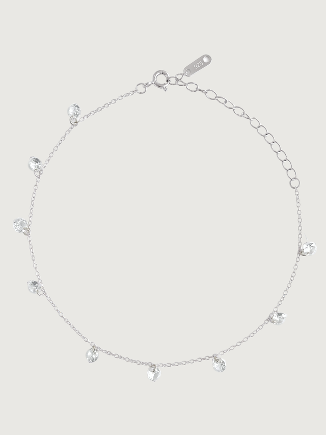 Front View of Lumi Anklet Adjustable Length 925 Sterling Silver 8 inches 1.5gms
