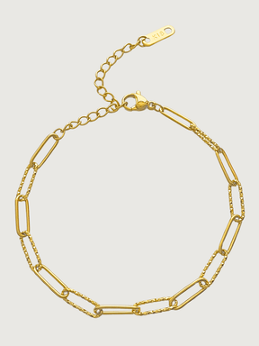 Front View of Celine Paperclip Bracelet in 18K Gold Plated Metal Adjustable Length 18k Steel | Hypoallergenic Tarnish Resistant Sweat Water Eco - Friendly One Size 3.1gms