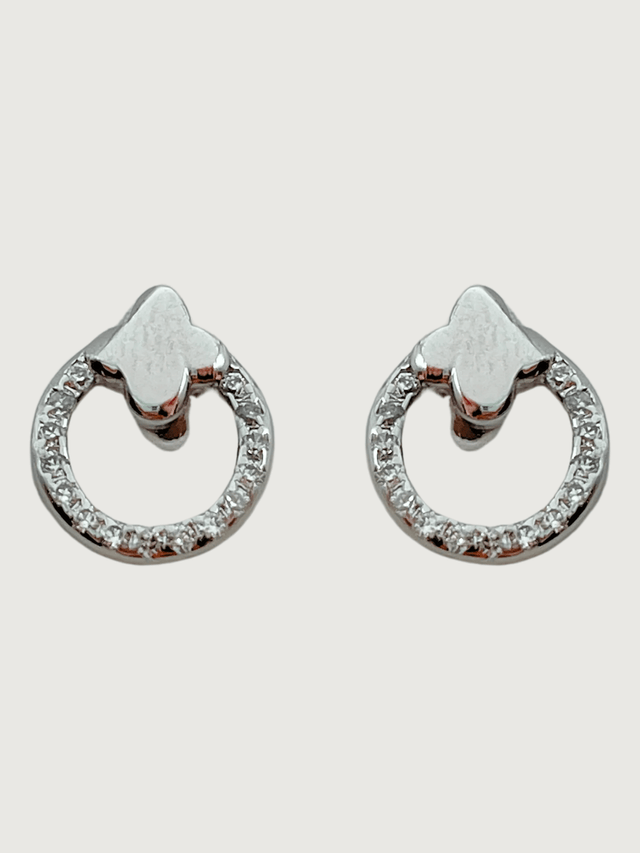 Front View of Charmaine Circle Stud Earrings in Sterling Silver Jewelry for Pierced Ears 925 Metal Stone One Size 1.2gms