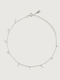 Front View of Lumi Anklet in 925 Sterling Silver Adjustable Length Metal 8 inches 1.5gms