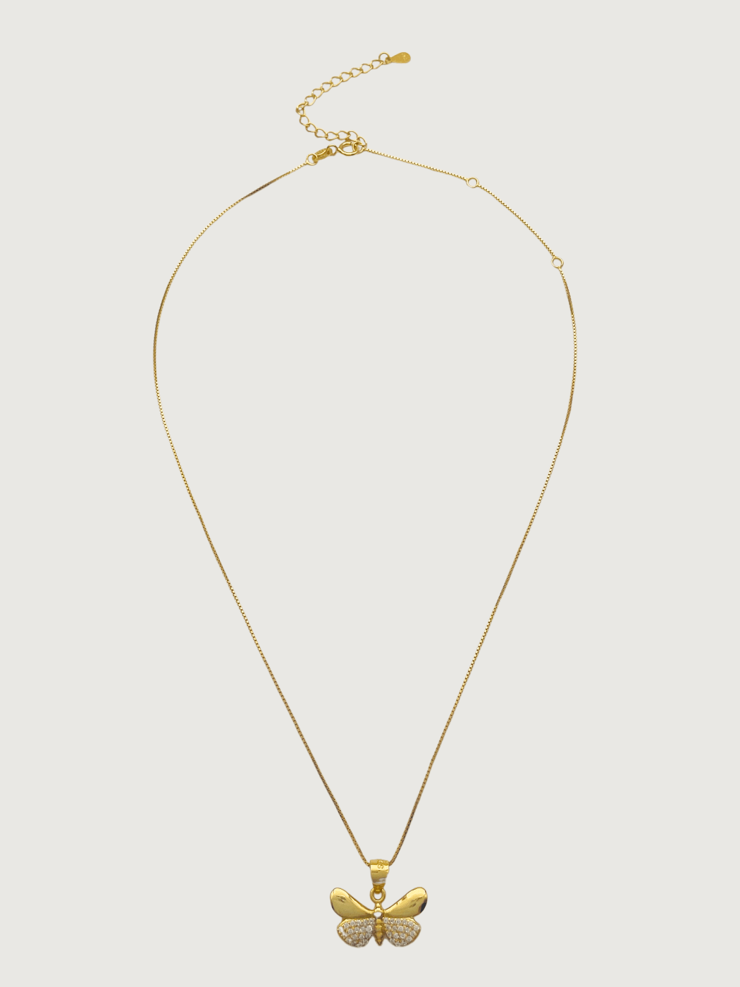 Rear View of Aara Butterfly Necklace in 18K Gold Plated Sterling Silver Adjustable Length 18k 925 Metal One Size 2.7gms