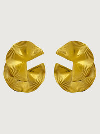 Front View of Megan Spiral statement Earrings in 18K Gold Plated Metal Jewelry for Pierced Ears 18k Steel | Hypoallergenic Tarnish Resistant Sweat Water Eco - Friendly One Size 11.3gms Stainless