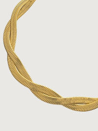 Closeup of Raia Ripple Bracelet in 18K Gold Plated Metal Adjustable Length 18k Steel | Hypoallergenic Tarnish Resistant Sweat Water Eco - Friendly One Size 5.1gms