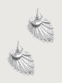 Rear View of Evelyn Pearl Stud Earrings in Rhodium Plated Metal Jewelry for Pierced Ears Post / Pin & Push 925 Sterling Silver Stamp Marked Brass 2.5 cm 7.4gms